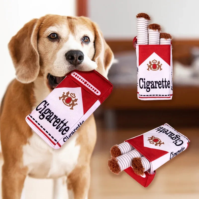 1set Cigarettes with Boxes Pet Vocalizations Durable Chew Toys Plush Toys Dogs Throwing Dolls Pet Supplies Gifts
