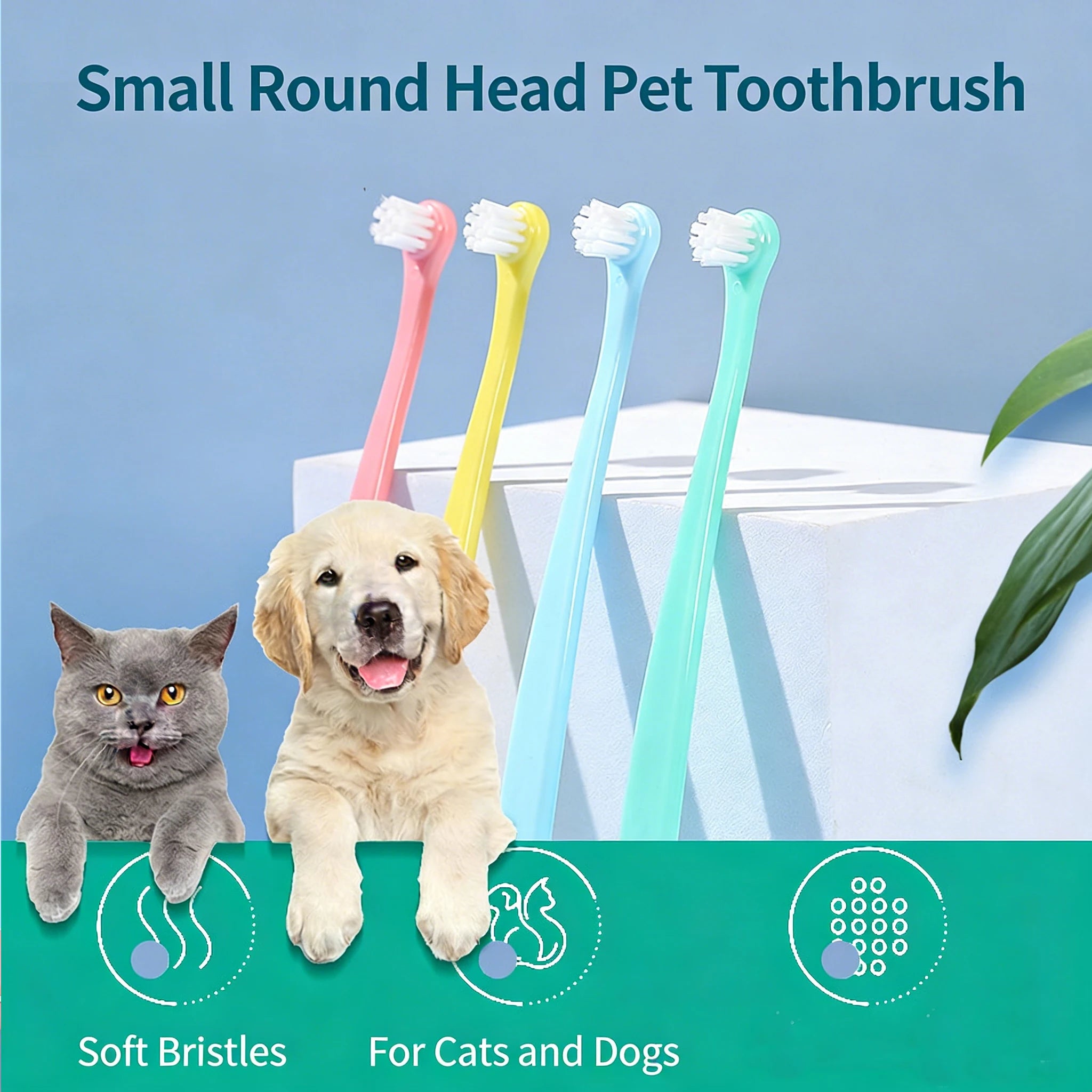 3 Pcs Pet Toothbrush Soft-bristled Toothbrush Designed For Easy Cleaning Teeth Of Cats & Dogs Suitable Small To Large Dogs, cats