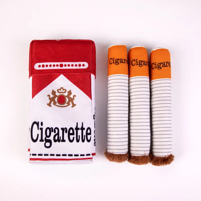 1set Cigarettes with Boxes Pet Vocalizations Durable Chew Toys Plush Toys Dogs Throwing Dolls Pet Supplies Gifts